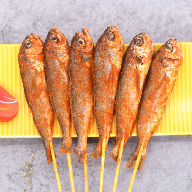 网红小黄鱼串30克*20条香辣小黄鱼串烧烤食材串串烤串大排档展志曼智