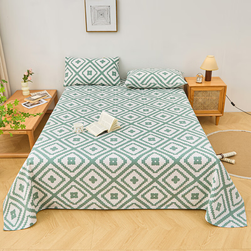 麦琪娜 床单加厚不起球不掉色老粗布床单老粗布凉席子老粗布布料床单 波澜绿 学生床单120*230cm