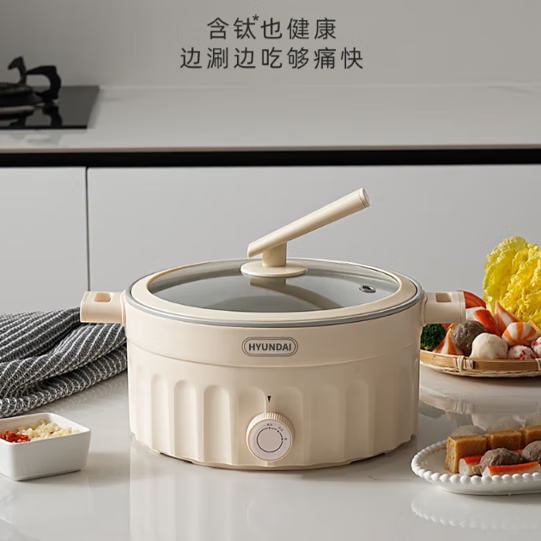 现代I韩国 微压锅多功能电煮锅5L