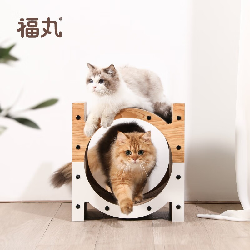 福丸 猫抓板 抓板耐用猫咪玩具 六面开洞磨抓器耐磨瓦楞纸 三用拼色吊床立式猫抓板