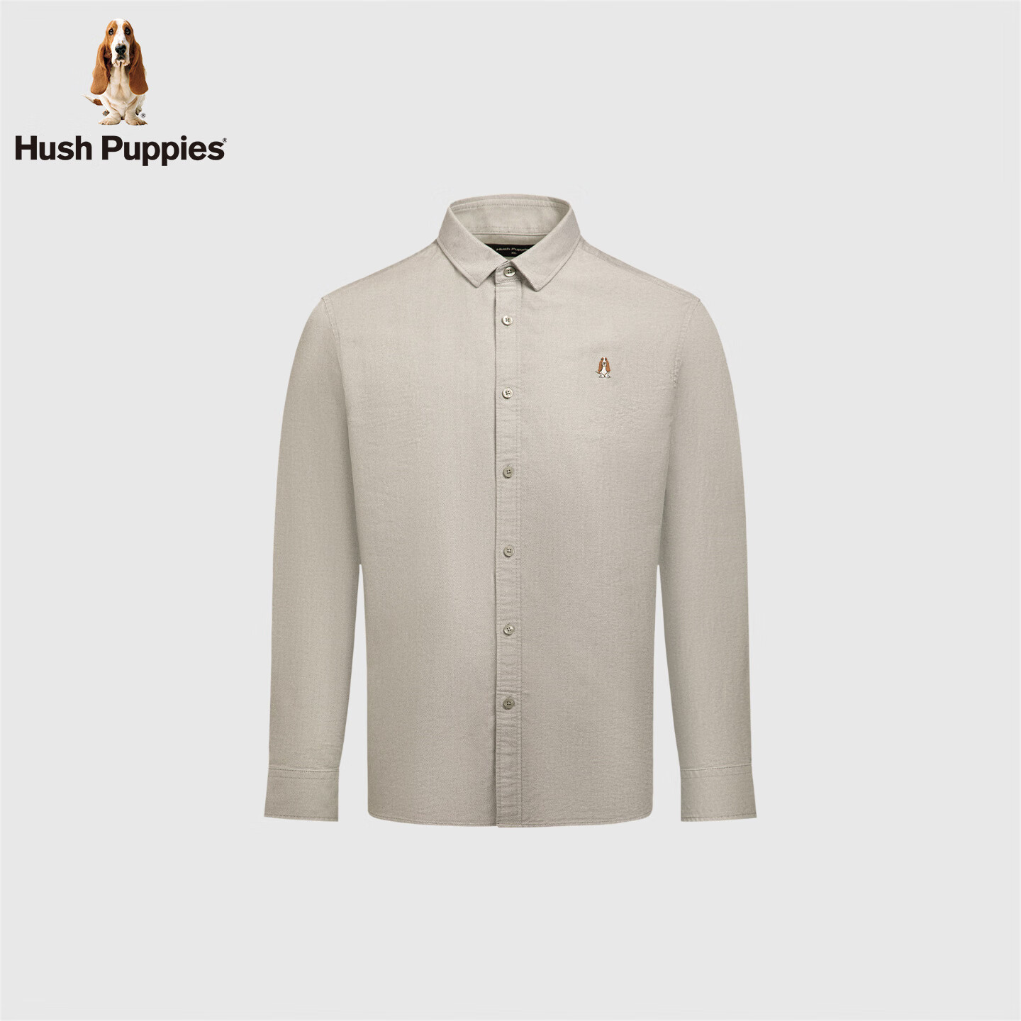 暇步士(Hush Puppies)【舒适全棉】男装2025秋季简约基础款百搭牛津纺长袖衬衫 雪松深绿 L