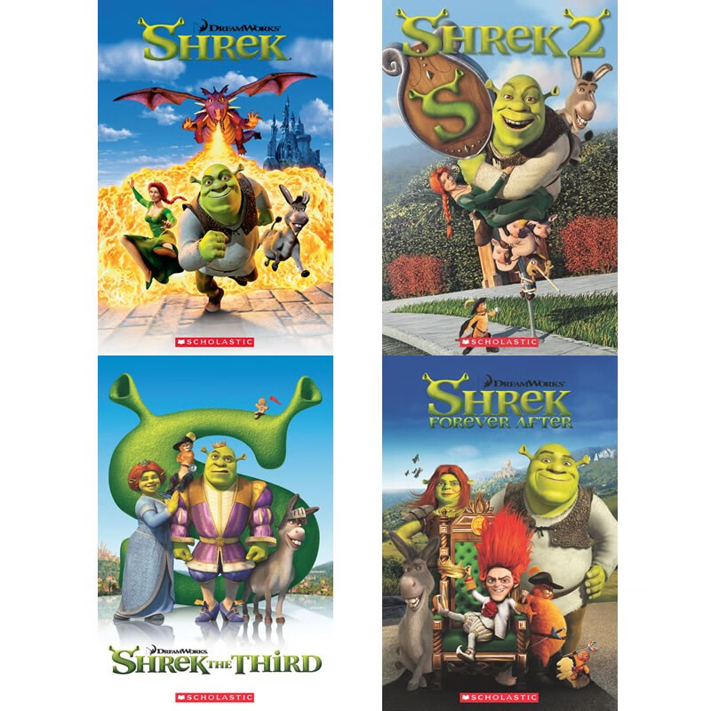 怪物史莱克史瑞克4本套装shrek梦工厂热门流行动画电影英语绘本分级