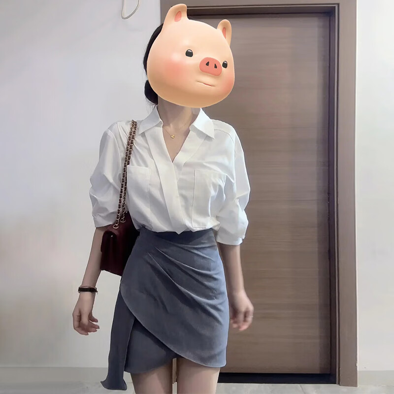 潮梦城短袖衬衫女白色短袖衬衫女夏季2025新款设计感小众通勤气质衬衣法 白色 S