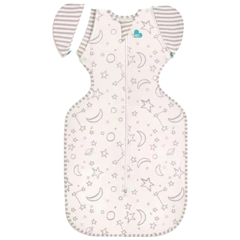 LOVE TO DREAM新生婴儿防惊跳睡袋 可拆袖竹纤维四季通用投降式 灰白星月M码