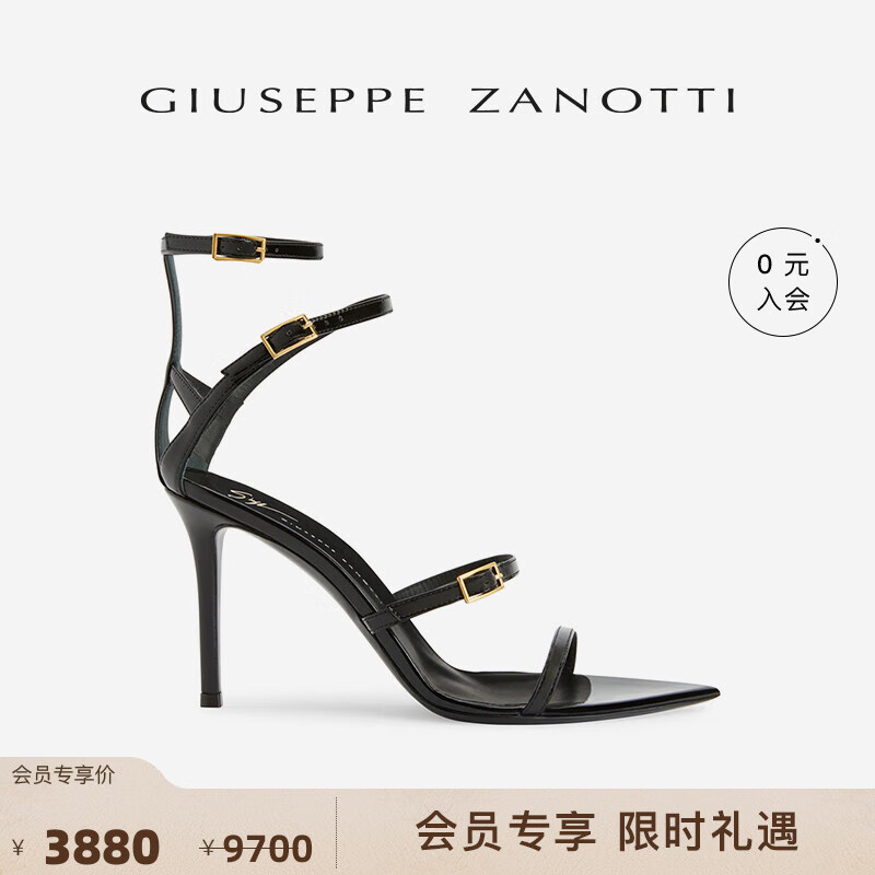 GIUSEPPEZANOTTI【七夕禮物】GZ女士SS24春夏尖頭露趾細跟高跟鞋 001黑色 34