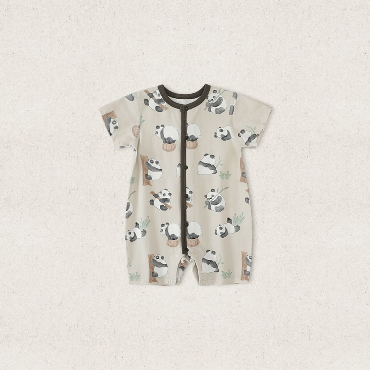 汉宫优品婴儿夏季外出服小月龄衣服短袖薄款夏装哈衣新中式汉服宝宝连体衣 竹熊依腮 90cm