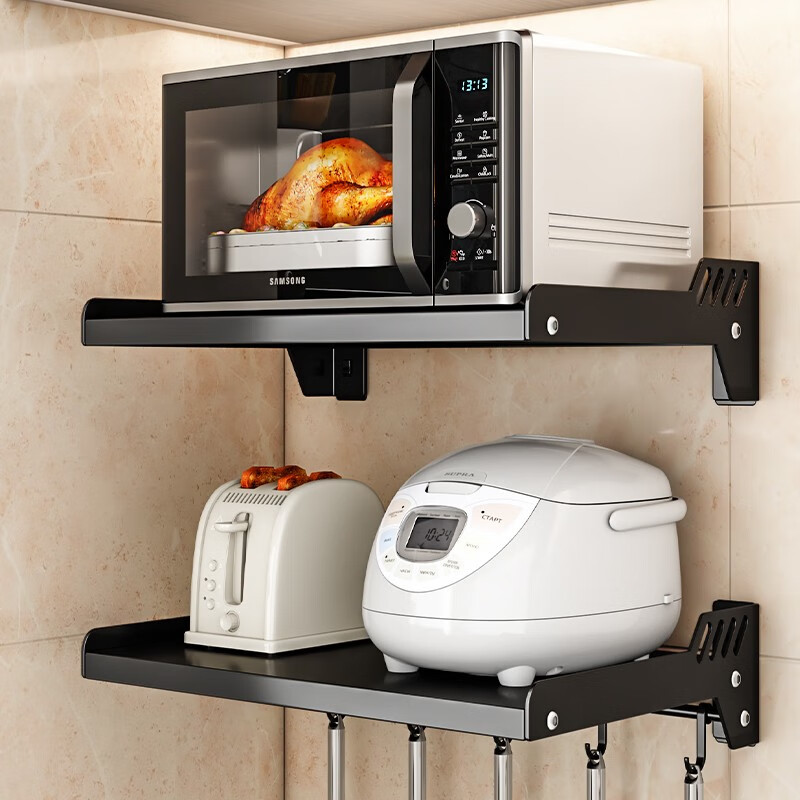 创京懿选厨房微波炉置物架免打孔挂墙上放烤箱架子壁挂式收纳挂架zp