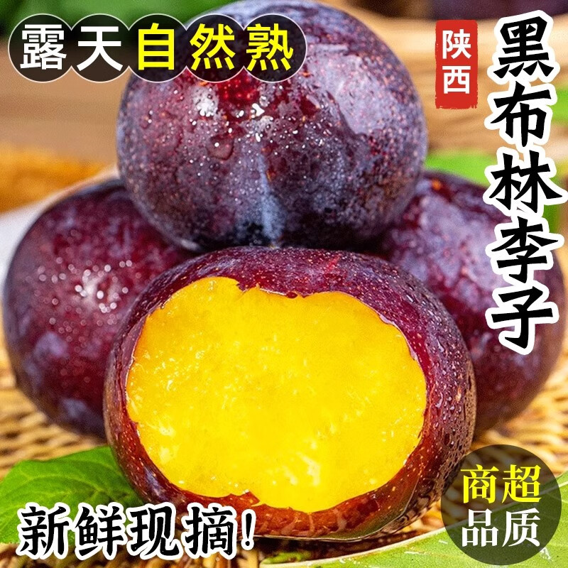 陕西黑布李李子黑布林新鲜应季水果黄肉黑李子酸甜多汁孕妇5斤 4.5斤 【中果】60-80g|酸甜爽口