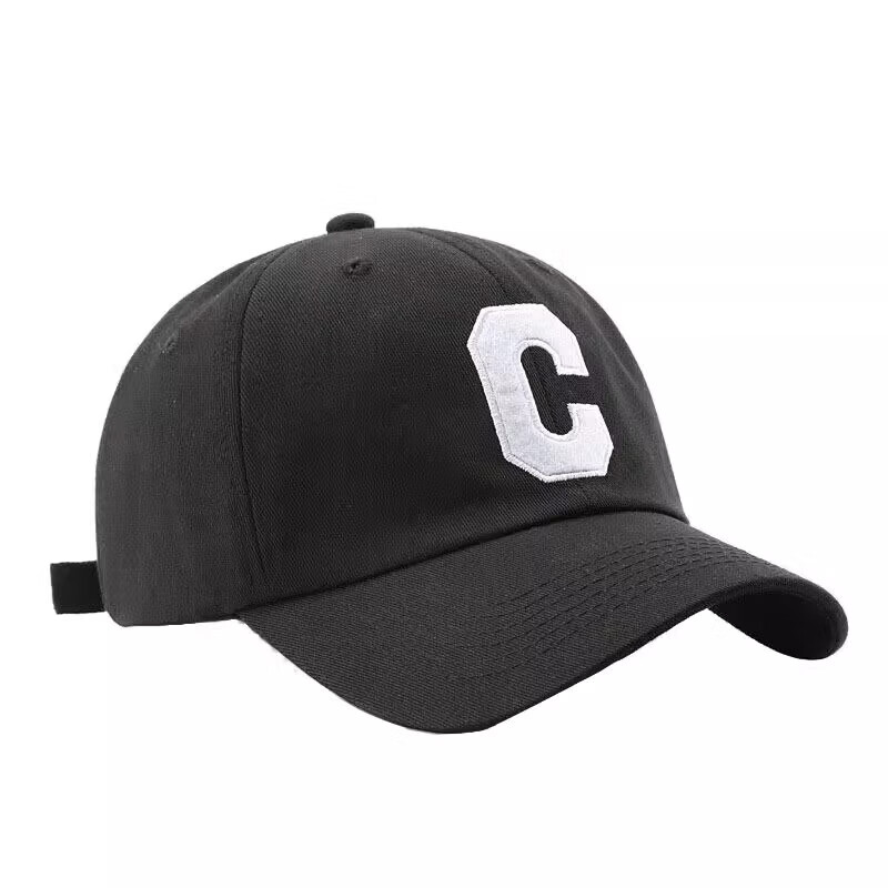 |【已验货】C标棒球帽男女同款大头围显脸小时尚百搭防晒遮阳帽子 简约棒球帽-黑色-1件(裸装) 均码