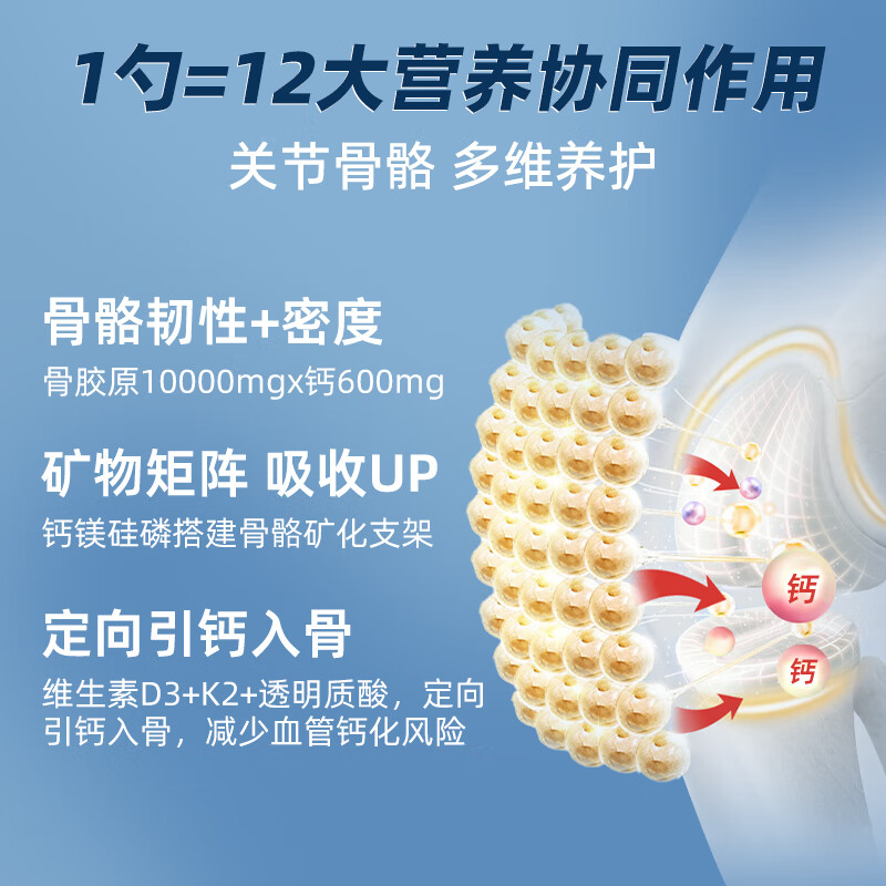Epaplus加钙骨胶原蛋白粉维生素d3+K2粉罐中老年补钙片护关节 388g*1罐 【中老年补钙护关节】