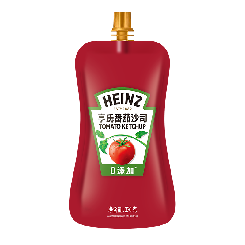 亨氏(Heinz) 番茄酱 袋装番茄沙司 意大利面薯条酱 320g 卡夫亨氏出品