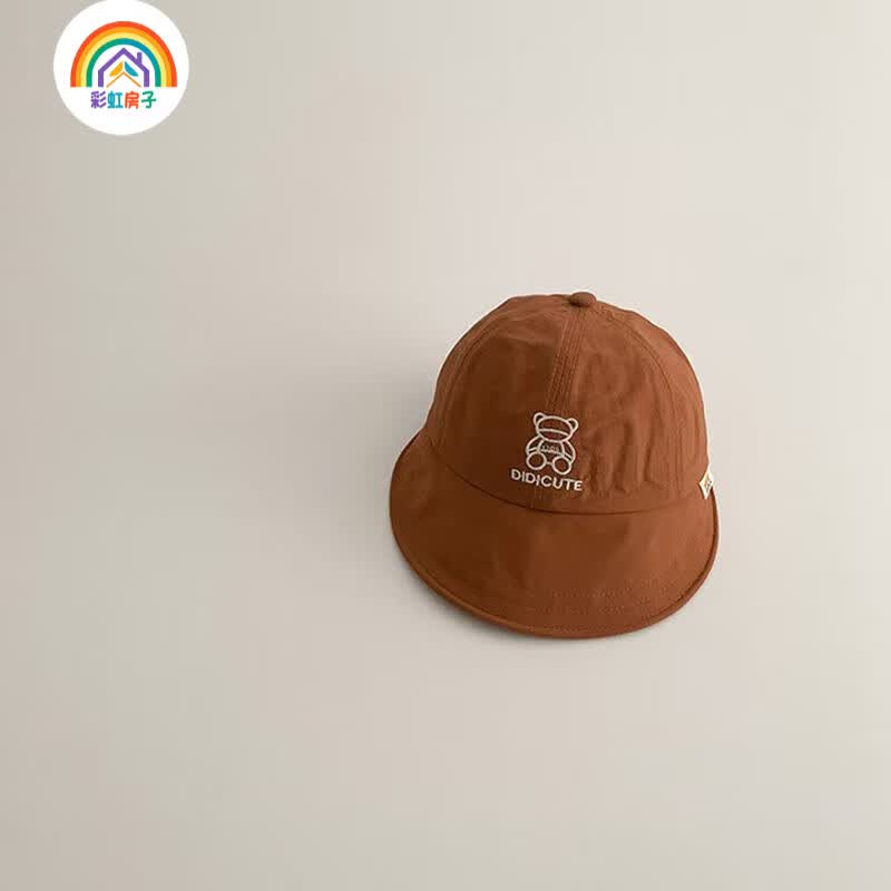 彩虹房子婴儿帽子夏季薄款遮阳宝宝网眼太阳帽儿童男童春夏防晒凉帽 卡其熊速干帽43-50【8个月-4岁】