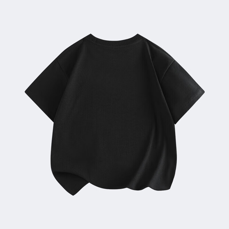 大嘴猴(paul frank)童装短袖T恤2025夏款中大童舒适透气印花纯棉时尚男女童夏季上衣 048F黑色 110