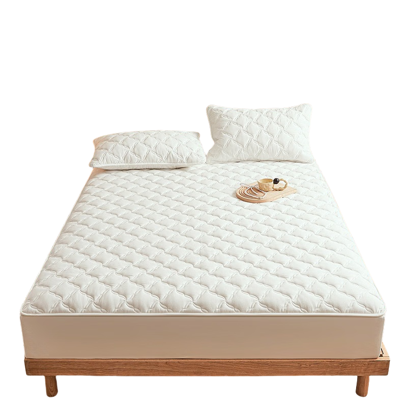 艾薇 A類全棉夾棉床笠單件家用1.5x2米床罩床墊保護套 本色 150*200cm