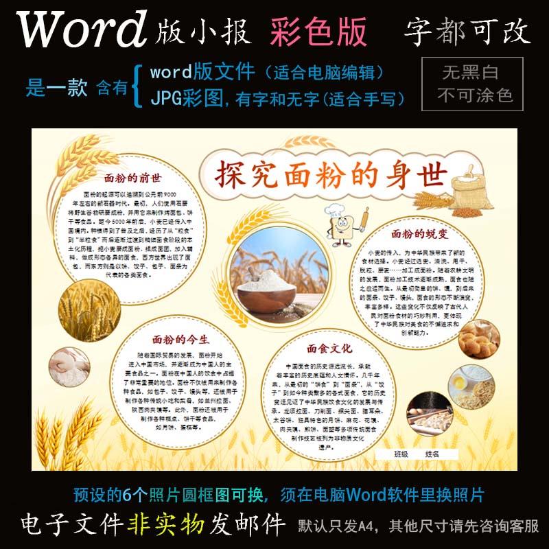 z165面粉电子小报word模板电脑手抄报发货不退