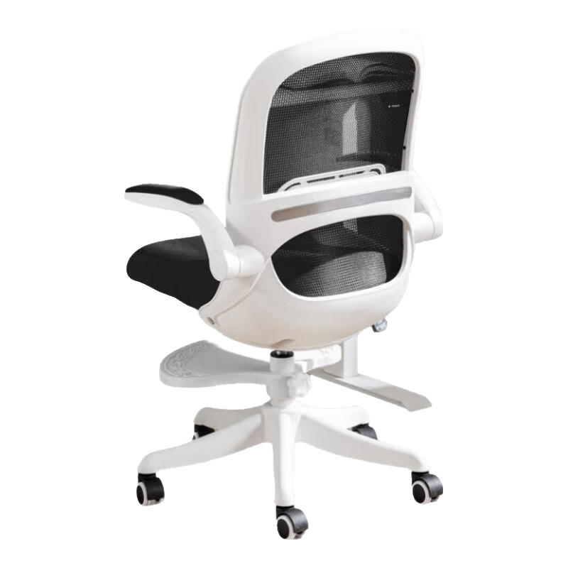 貝爾曼（berlman） 電腦椅家用辦公轉椅人體工學(xué)椅學(xué)生學(xué)習久坐椅子靠背舒適書(shū)桌椅 白框黑網(wǎng)-重力輪-腳踏款