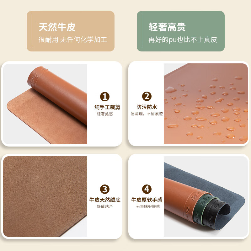 SilentEdge加厚真皮鼠标垫笔记本电脑家用牛皮桌垫高级感小号办公垫子女桌面 【长26cm*宽21cm】曜岩黑