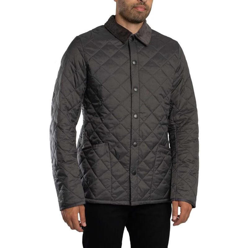 Barbour新款男外套保暖休闲Heritage口袋日常休闲经典绗缝油蜡男士夹克 Gray 均码 |EU XL