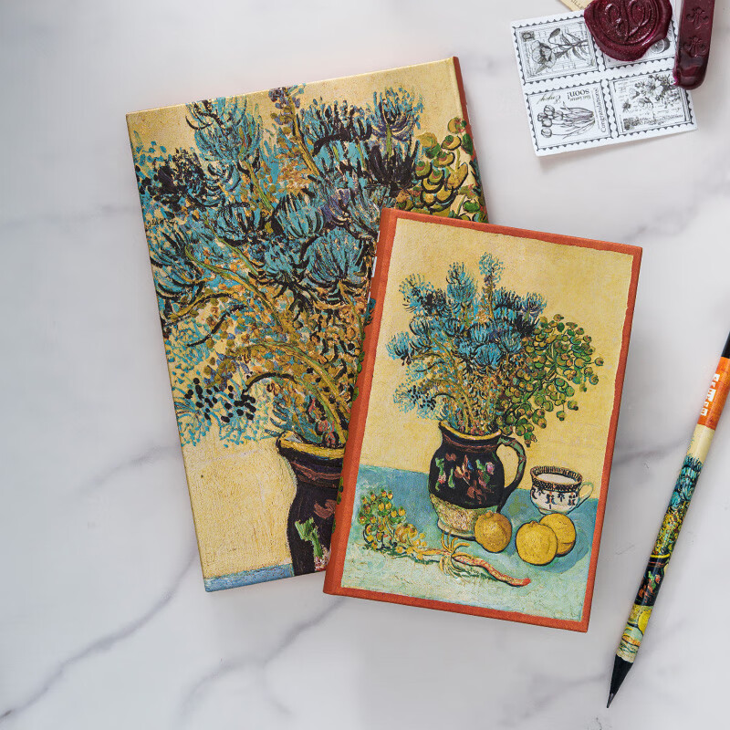paperblanks佩兰克笔记本本子梵高的静物花卉日记本高颜值送同学同事手账本手帐记事本学生文具生日礼物 【硬壳绑带】大本/空白