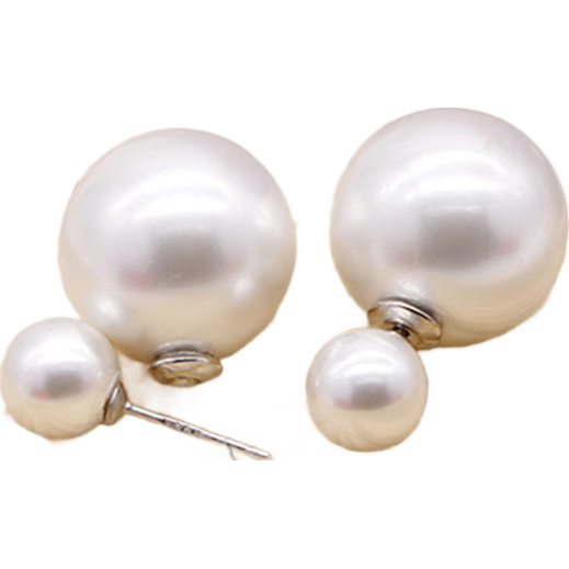 墨利亞（Meliades）雙面珍珠耳釘 s925氣質(zhì)耳墜 時(shí)尚流行大小兩用耳飾貝珠炫彩耳釘 大小雙面貝珠銀