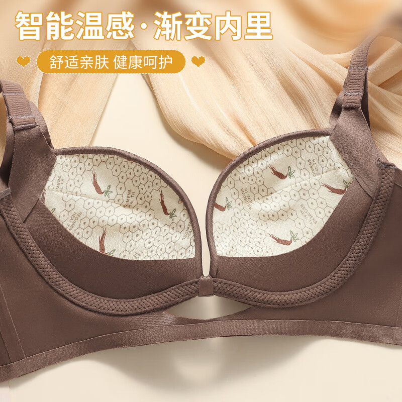 浪莎无痕内衣女小胸聚拢显大无钢圈收副乳防下垂美背文胸罩2025新款 咖啡 XL 36/80AB通杯