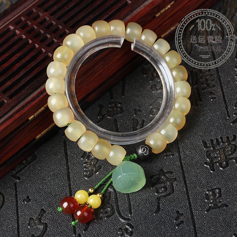 天然山羊角桶珠手串女士民族风饰品羊角佛珠手链 8*10mm