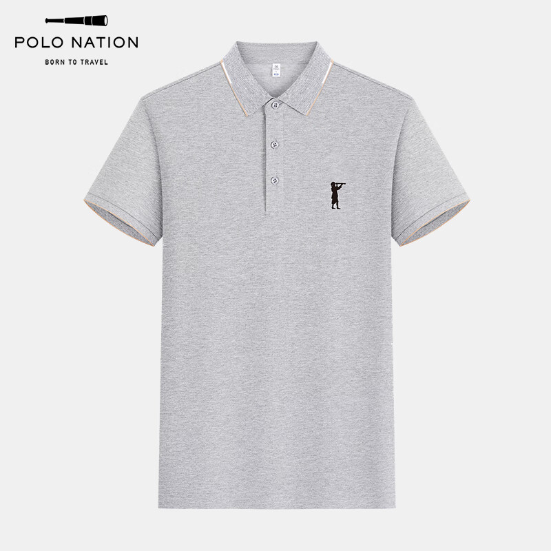 POLO NATION法国品牌7A抗菌短袖POLO衫夏季新款冰丝短袖透气通勤商务上衣T恤 白色 M (48)
