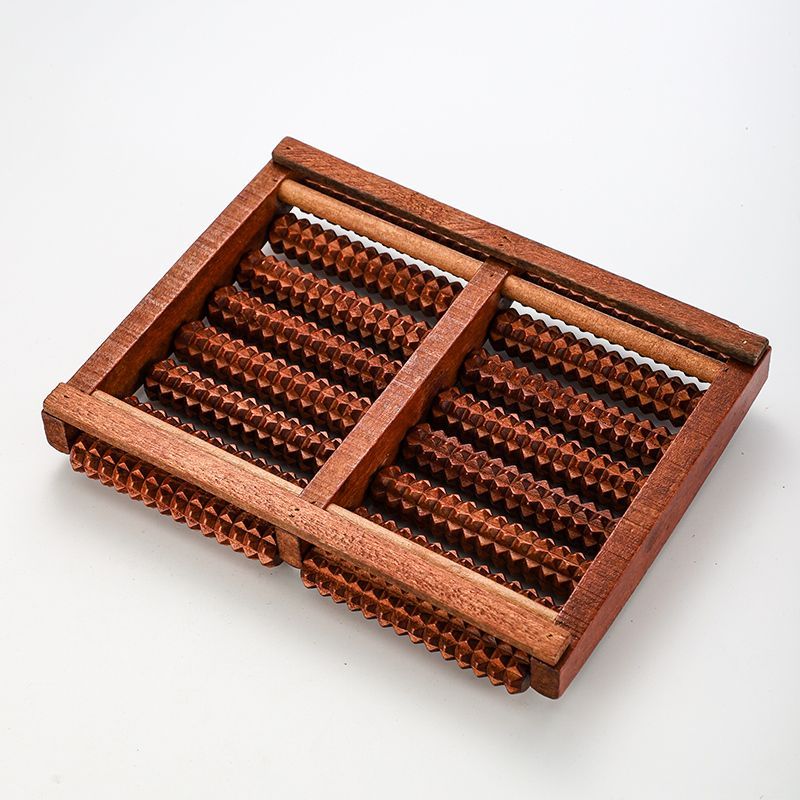 霞栖棠脚底板按摩神器 实木制足底按摩器脚踏滚轮 穴位刺激经络疏通工具 加大双列八排 足底穴位唤醒