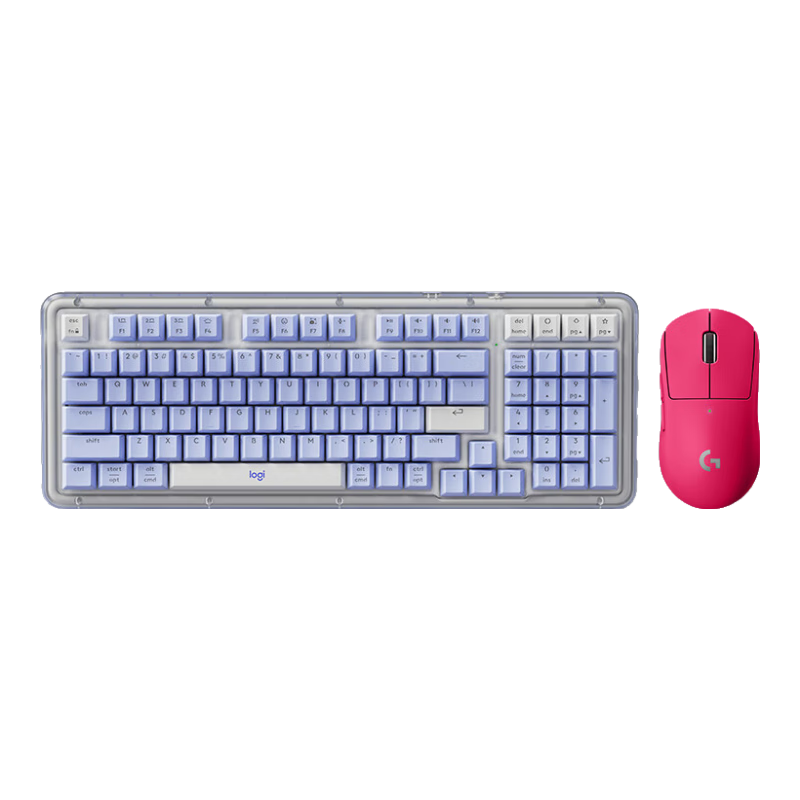 罗技（Logitech）K98M客制化机械键盘无线蓝牙双模gasket GPW2/3/4代无线游戏鼠标gpw狗屁王二代人体工学轻量化双模 K98M+GPW2【入门级电竞套装-紫粉】