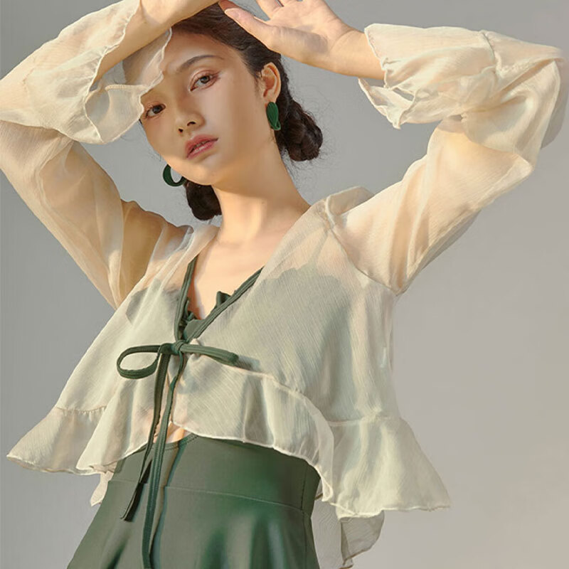 翊尚美泳衣女保守显瘦遮肚防晒罩衫两件套连体套装学生聚拢小胸户外沙滩 黑色 【防晒罩衫+打底裤】 均码 【推荐80-120斤】
