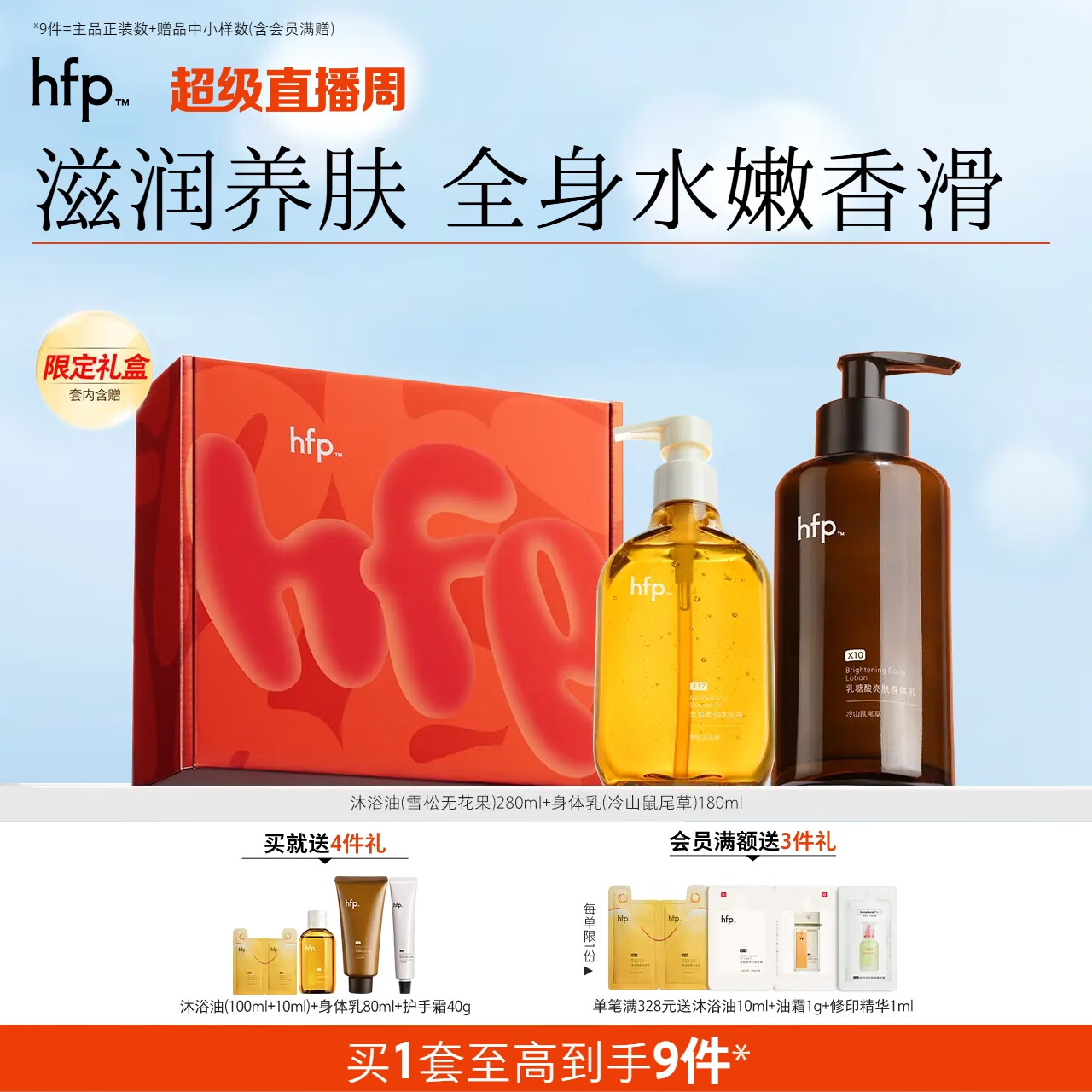 hfp果酸身体乳沐浴油套装礼盒保湿滋润肤高级香氛沐浴露持久留香男女