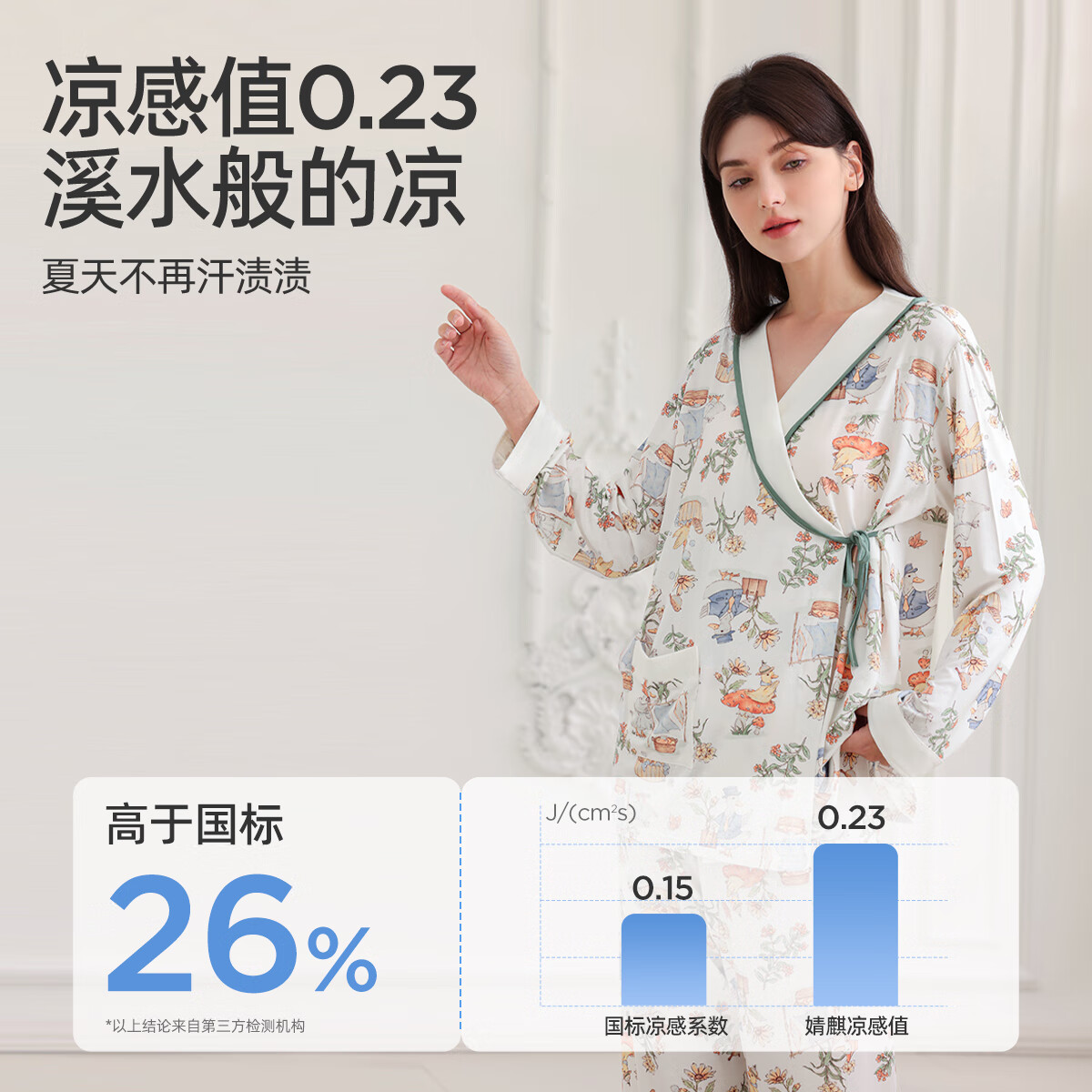 婧麒月子服夏季优可丝7A抗菌轻薄透气孕妇睡衣产后哺乳待产家居服 可洛佩的家【优可丝·自带凉感】 XXL