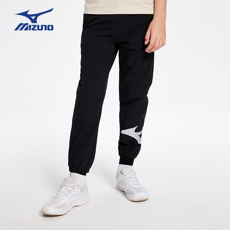 美津浓（MIZUNO）美津浓男儿童裤子春秋季薄款速干防蚊裤中大童运动长裤 黑色 165 (建议身高160-165cm)