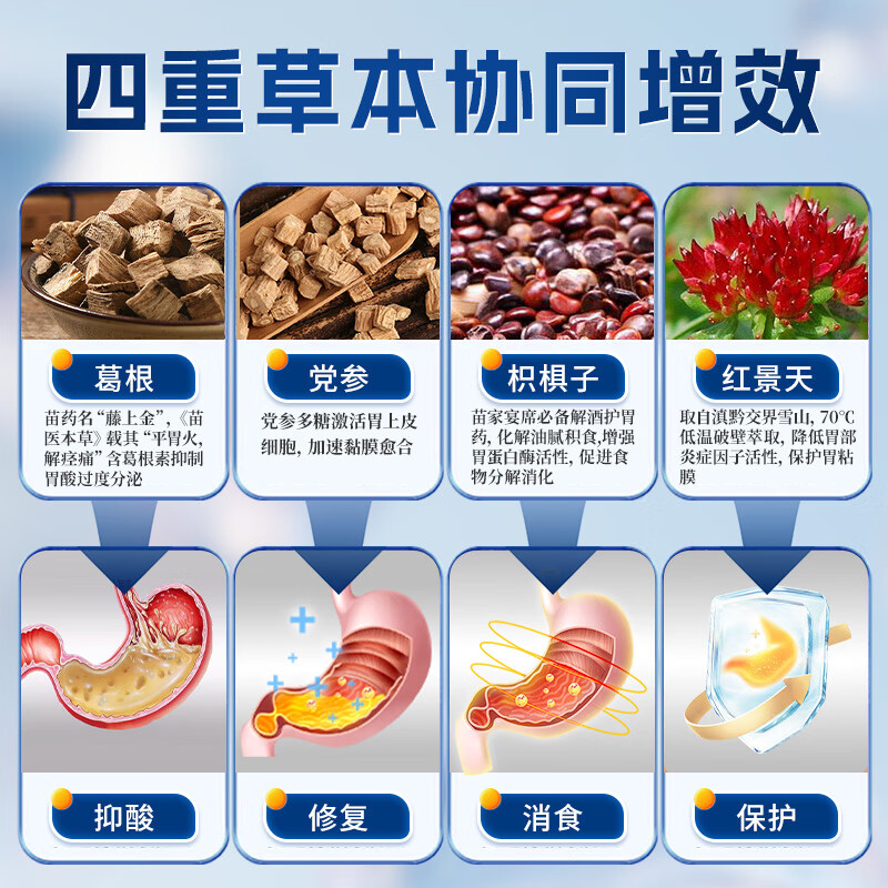 苗百护千泉葛根枳椇红景天颗粒健脾养胃护胃修复辅助保护胃黏膜反酸烧心 3盒【胃痛胃胀调理】 100%官方旗舰店正品