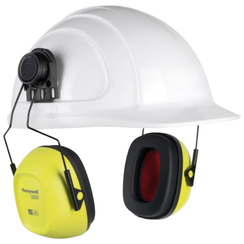 霍尼韦尔（Honeywell）配帽式耳罩搭配安全帽用降噪隔音耳罩1035128-VSCH金属环耐用头箍 亮绿色1对