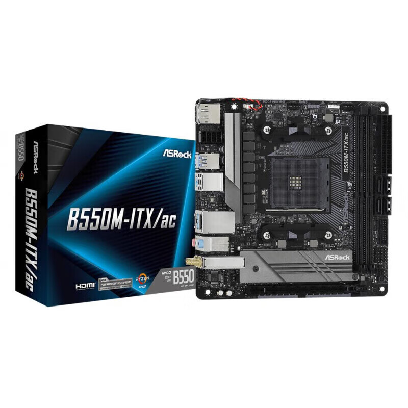 华擎（ASRock）A520M-ITX/AC B550M-ITX迷你主板锐龙R5 5600G 5700G CPU套装 华擎A520M-ITX/AC(17*17尺寸单主板