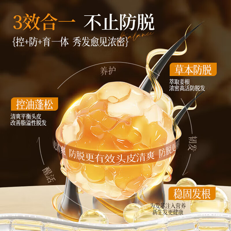 聚容防脱育发洗发水生姜侧柏叶固发控油植物萃取防脱洗发水去屑止痒 防脱密发洗发露（植物萃取） 500ml*2瓶（周期护理）