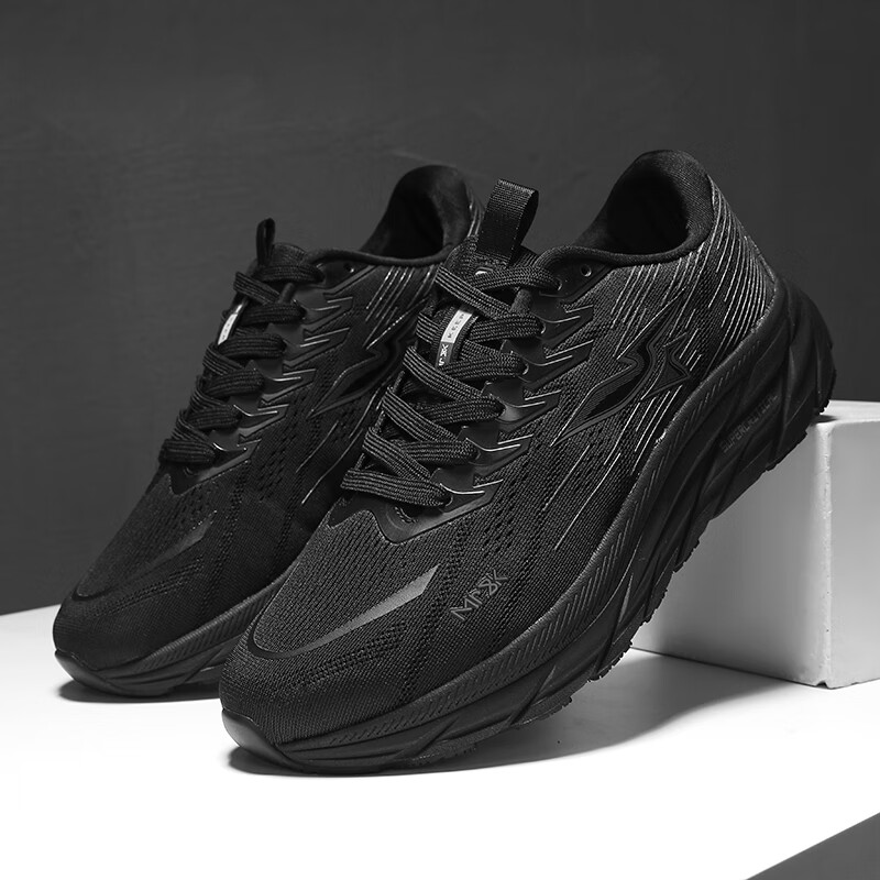 MR.BK夏季运动鞋男女鞋轻便减震跑步鞋运动厚底夏秋跑鞋走路慢跑散步 虫洞黑 46 (280mm)