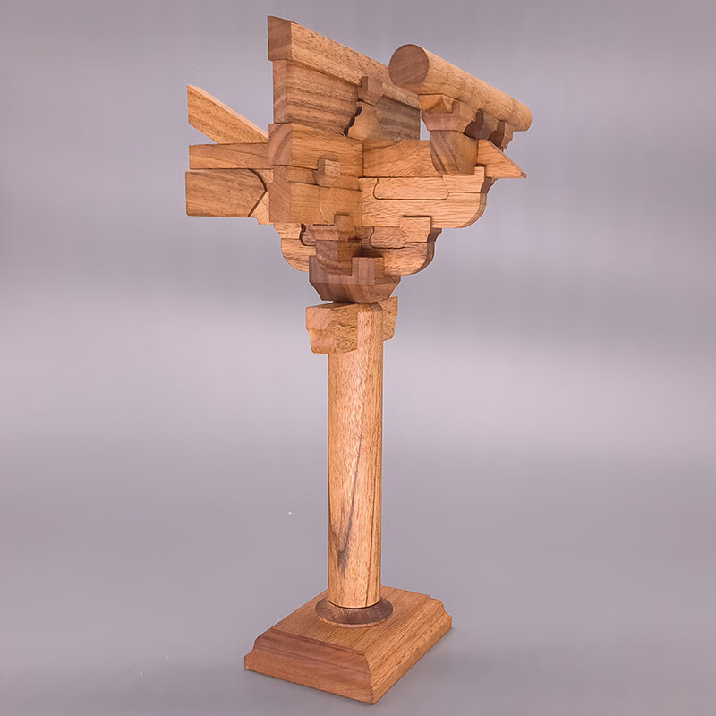 斗拱榫卯模型摆件原木制古建唐式南禅寺柱头礼物拼装积木教具 无瓦片