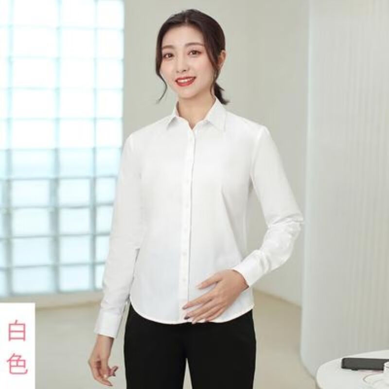 精尼琳孕妇工装衬衫白色衬衣长袖春季上衣女ol职业装正装宽松上班工作服 孕妇 S