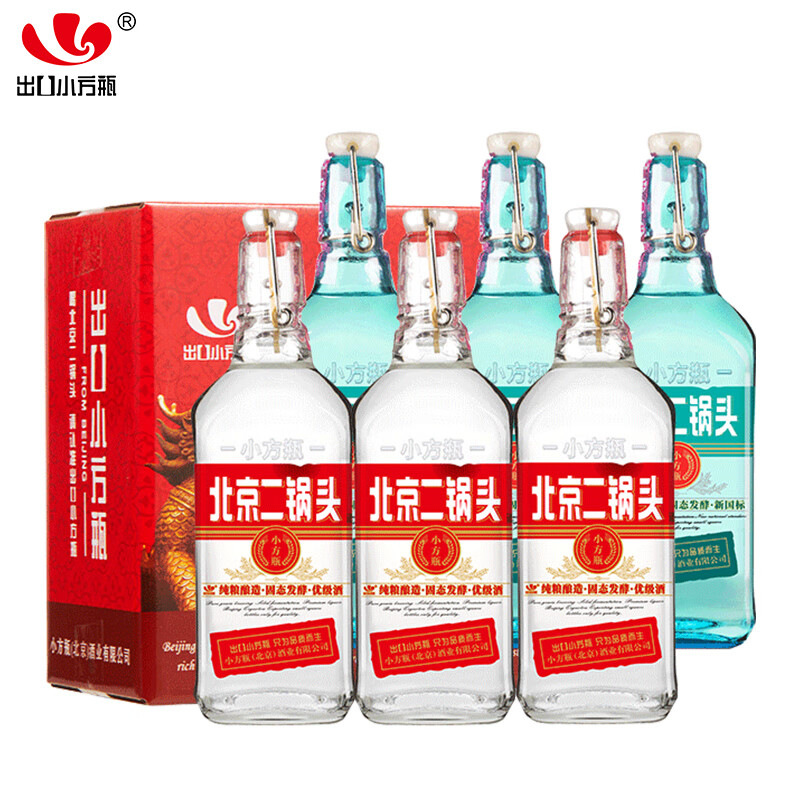 永丰牌北京二锅头金奖小方瓶清香型白酒红标翡翠42度500ml*6瓶