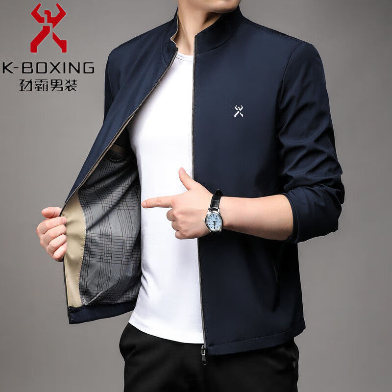 劲霸男装(K-Boxing)品牌断码新款夹克男士外套上衣春秋款百搭商务休闲 2388黑色 XXS 175/92A