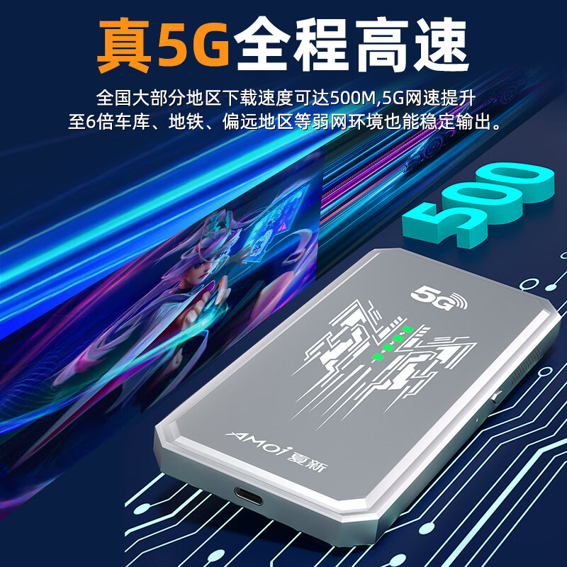 夏新5g随身wifi6移动无线免插卡高速车载千兆双频mifi便捷式全国通用路由器无限流量2025款电竞办公 【石墨灰】双核智芯 全程高速