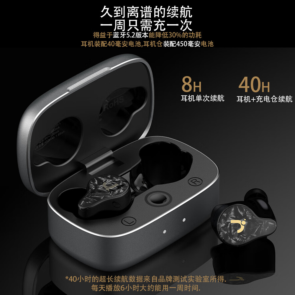 J(匠子)真无线蓝牙耳机圈铁混合单元分频设计HIFI级解析音乐小米华为苹果通用ENC降噪耳麦 JustBuds L支持快充