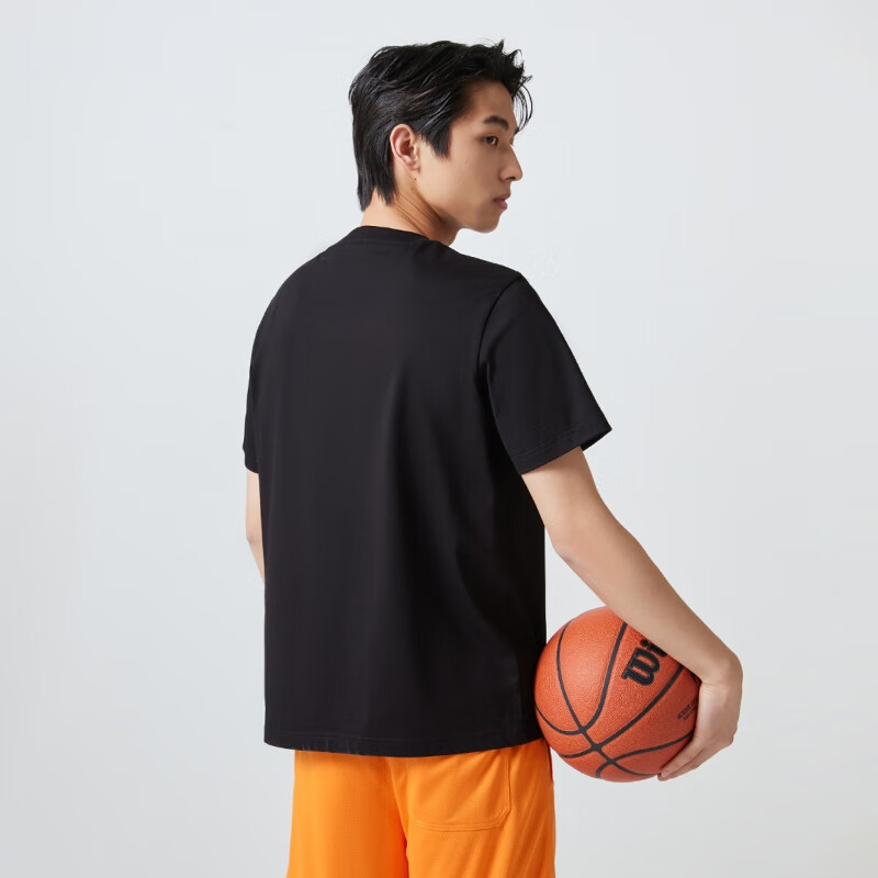 杰克·琼斯(JACK&JONES)25年男装短袖T恤男夏季舒适男士T恤凉感多色半袖纯色水洗不易走形 黑色E40 M 175