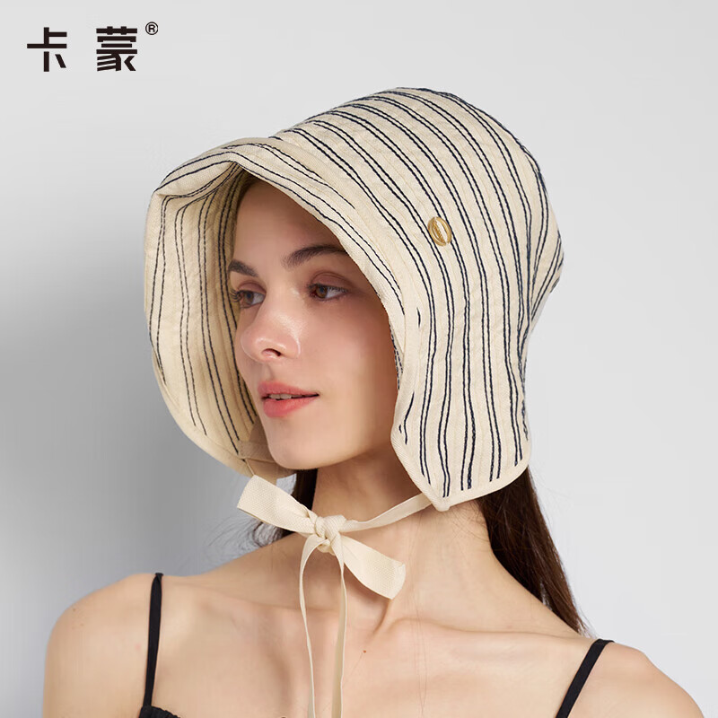 卡蒙(Kenmont)大檐防晒帽女夏季大头围全脸遮阳帽防紫外线轻量钟型帽显脸小6214 黑色 均码(55cm-60cm)