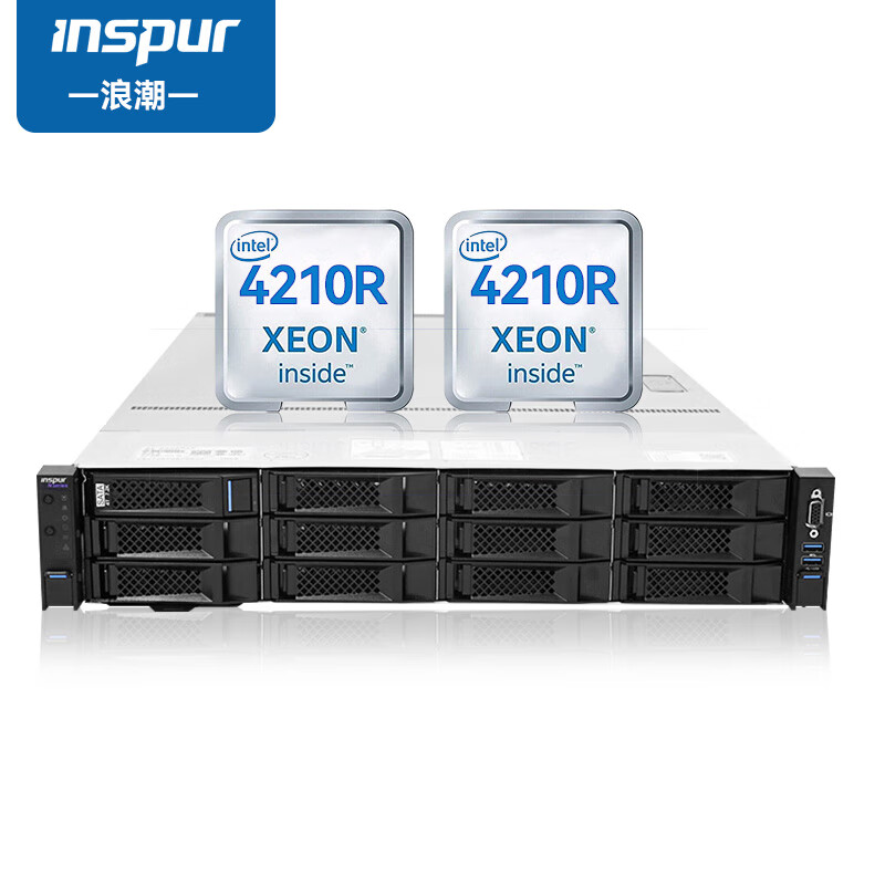 浪潮（INSPUR）NF5280M5计算服务器2颗4210R/256G/480G+4T SATA*3/阵列/四口千兆/550W双电/导轨/三年维保