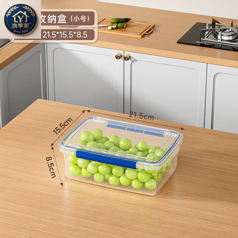 映棠保鲜盒食品密封盒水果便当厨房商用食品级冰箱专用塑料冷冻保鲜盒 小号(21.5*15.5*8.5)