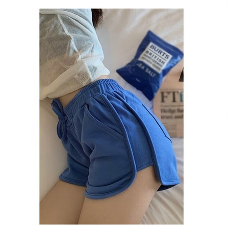 【精选好物】新款居家休闲高腰短裤包臀运动热裤直筒宽松裤子女外 白色 S