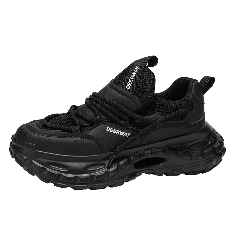 百亿补贴:德尔惠(DEERWAY)男鞋子男2025夏季老爹鞋男士复古软底增高网面休闲鞋 黑色 40128.78元